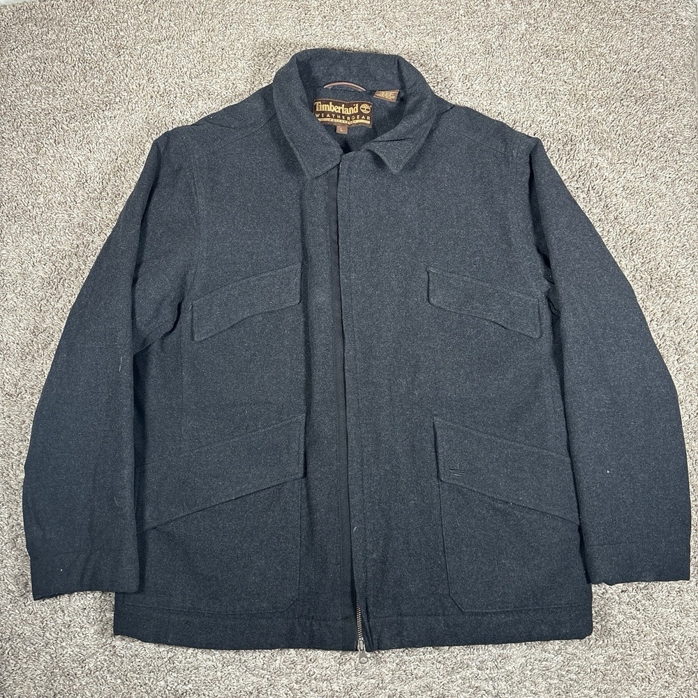 Timberland Men's Vintage Weathergear Waterproof Wool Blend Jacket Charcoal Sz L